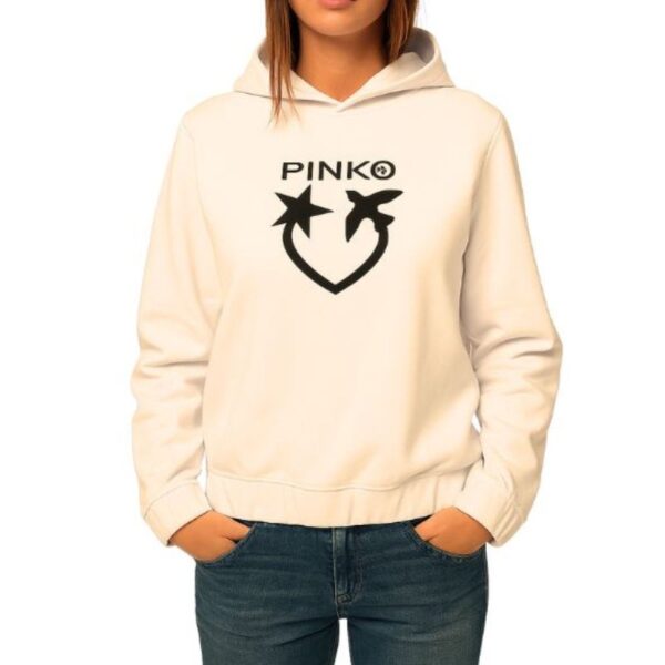 Felpa con cappuccio Pinko Bianco White Off Felpa con cappuccio Pinko Bianco White Off