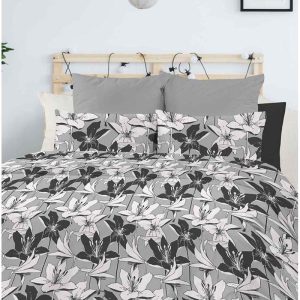 Completo letto Matrimoniale Flowers Nero