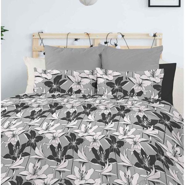 Completo letto Matrimoniale Flowers Nero