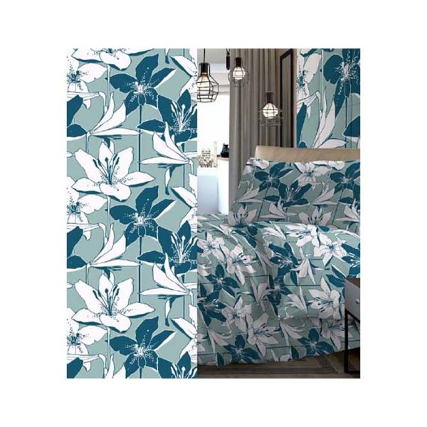 Completo letto Matrimoniale Flowers Azzurro