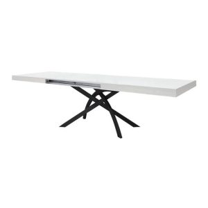 Tavolo allungabile Gambe in metallo e Piano Bianco Frassinato