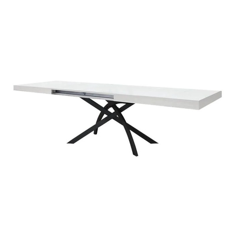 Tavolo allungabile Gambe in metallo e Piano Bianco Frassinato