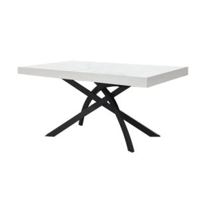 Tavolo allungabile Gambe in metallo e Piano Bianco Frassinato