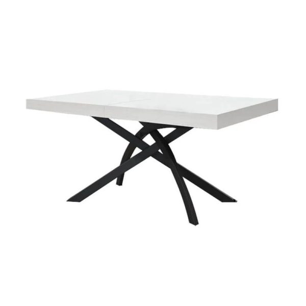 tavolo-bianco-frassinato-cm-160x90h77-aperto-cm-200240-art1836-nuovo-consegna-gratuita-arredamentishopit Tavolo allungabile Gambe in metallo e Piano Bianco Frassinato